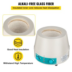 Lämmityskuori magneettisekoittimella 1000 ml 500W teräsrunko digitaalinen pyöreäpohjaisille keittopulloille