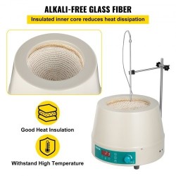 Lämmityskuori magneettisekoittimella 2000 ml pyöreäpohjaisille keittopulloille digitaalinen lämpötilansäätö 600 watin teho