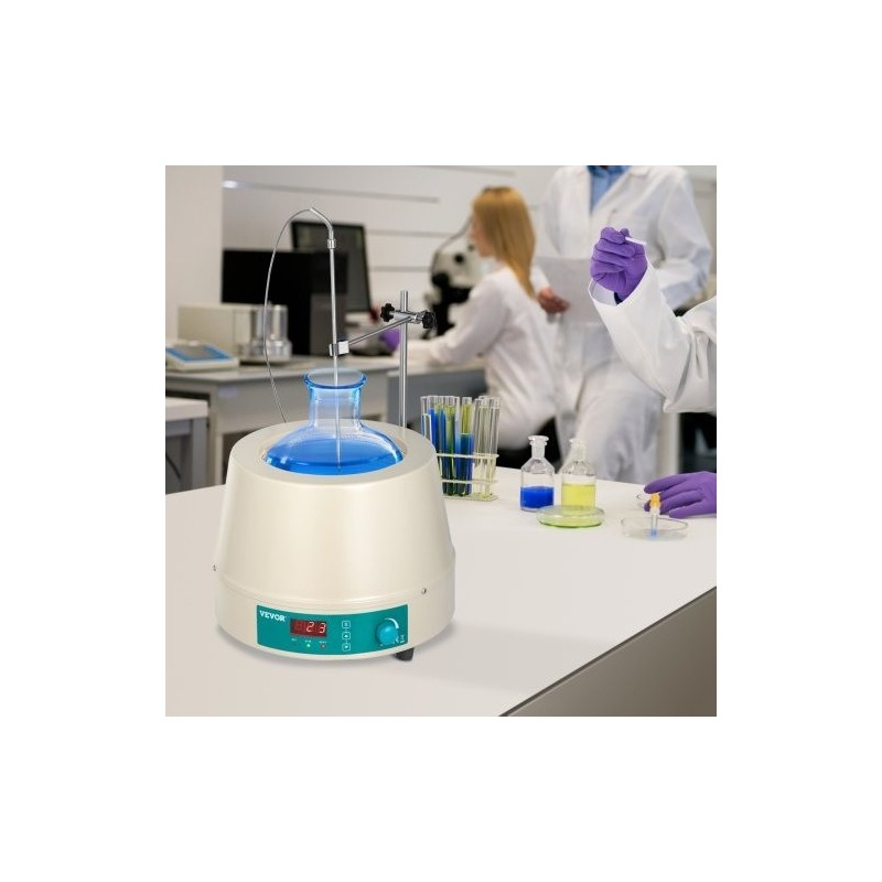 Lämmityskuori magneettisekoittimella 2000 ml pyöreäpohjaisille keittopulloille digitaalinen lämpötilansäätö 600 watin teho