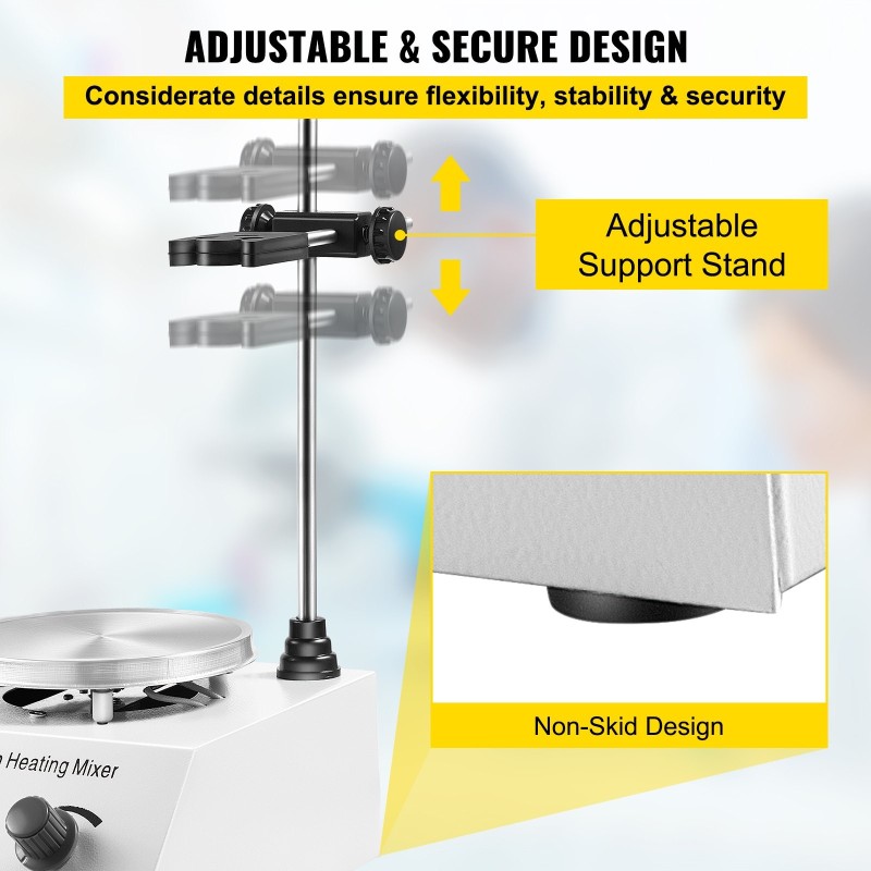 Magneettisekoittaja kuumalevyllä laboratorioon ruostumattomasta teräksestä 12 cm 1 L 0–1600 kierrosta minuutissa