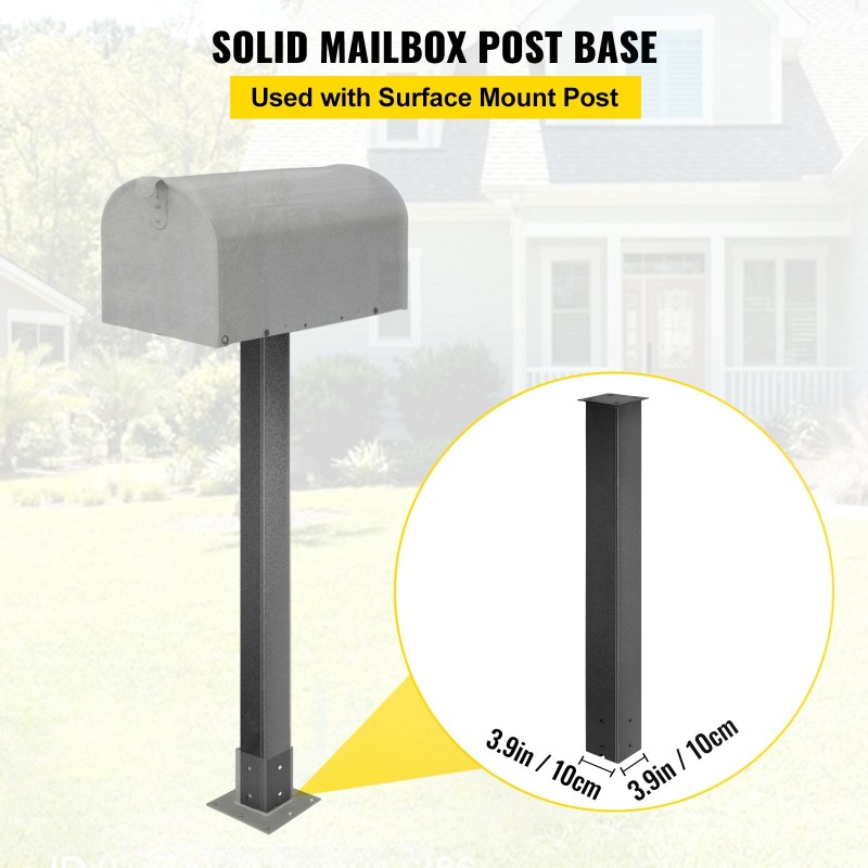 Postilaatikkotolppa Q235-teräs 109,5 cm korkea musta pulverimaalattu sisältää kiinnitystarvikkeet