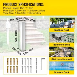 Postilaatikon jalusta Q235-teräs 109,5 cm jauhemaalattu valkoinen ulkokäyttöön