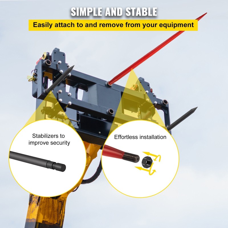 Pyöröpaalispiikki jousiteräs 125 cm 1360 kg kantavuus 4,5 cm halkaisija 2 tukipiikkiä