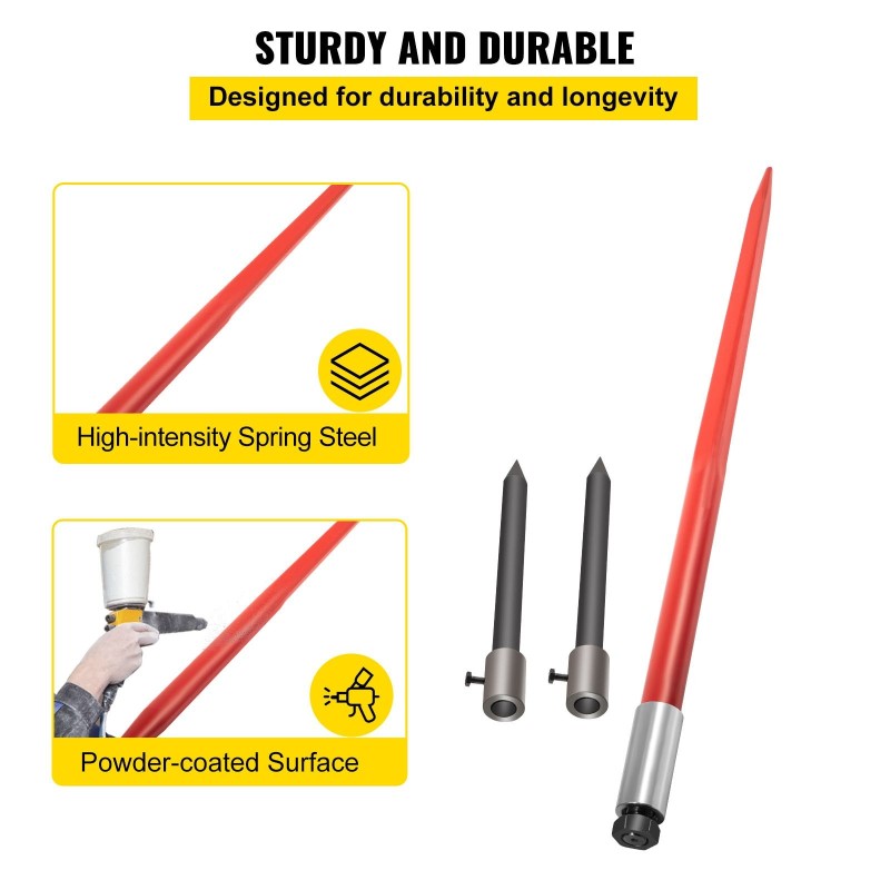 Pyöröpaalipiikki jousiteräs 125 cm neliövarsi 1360 kg kantavuus 2 tukipiikkiä