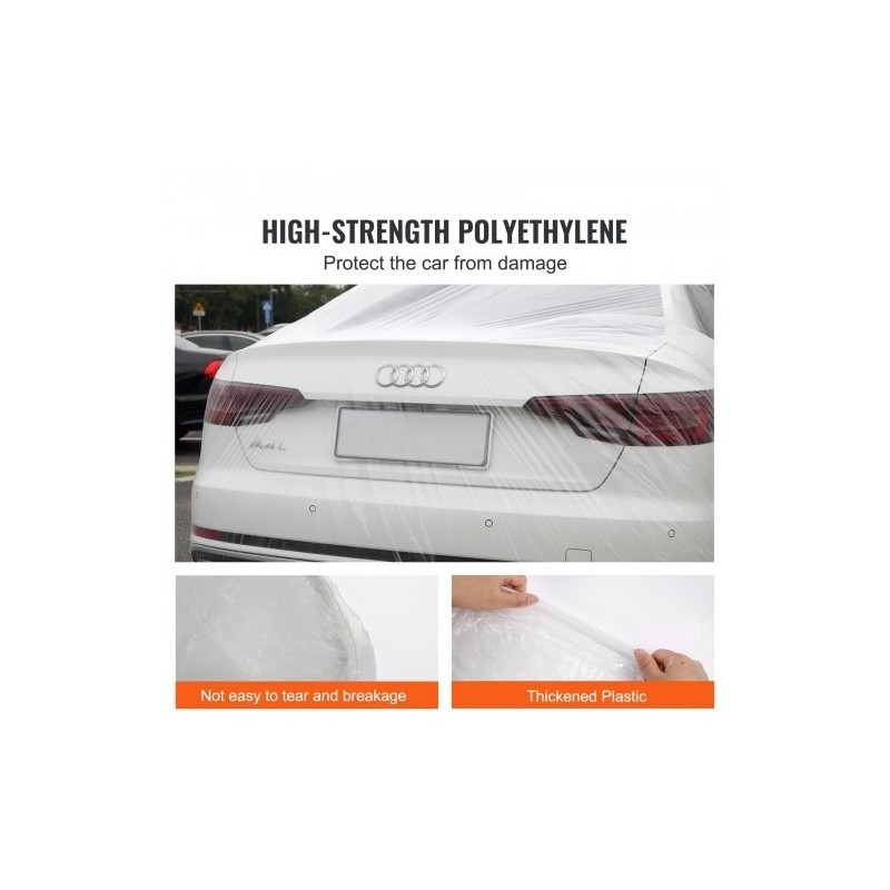 Auton kertakäyttöinen läpinäkyvä suojapeite matalatiheyksinen polyeteenimuovi 3,8 x 6,6 m 10 kpl