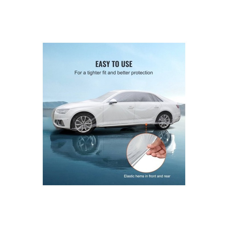 Auton kertakäyttöinen läpinäkyvä suojapeite matalatiheyksinen polyeteenimuovi 3,8 x 6,6 m 10 kpl