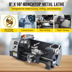 Pöytämallinen metallisorvi valurautarunko 210/400 mm 1100W MT5-kara 4-leukaistukka