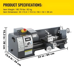 Pöytämallinen metallisorvi valurautarunko 210/400 mm 1100W MT5-kara 4-leukaistukka