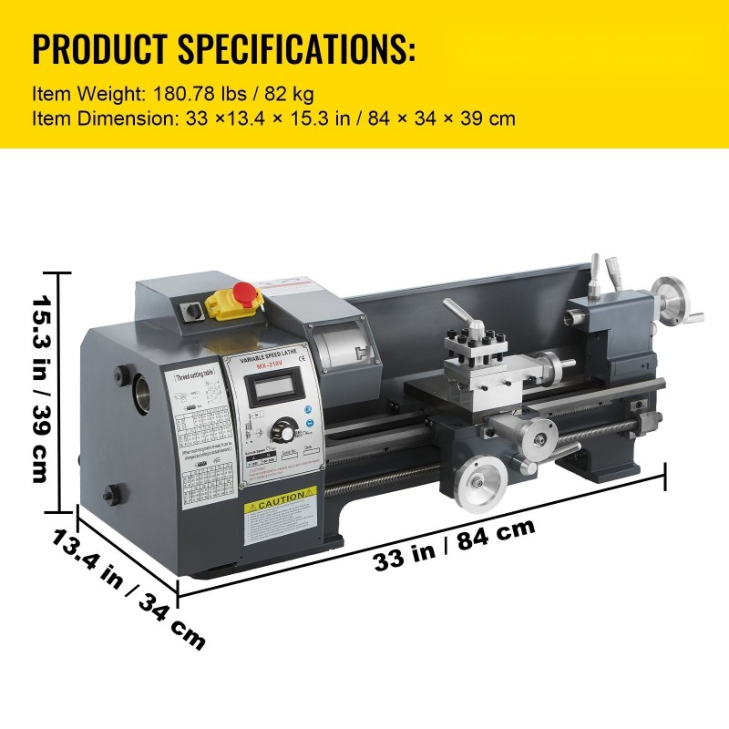 Pöytämallinen metallisorvi valurautarunko 210/400 mm 1100W MT5-kara 4-leukaistukka