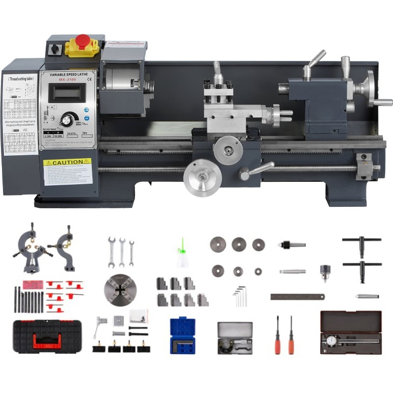 Pöytämallinen metallisorvi valurautarunko 210/400 mm 1100W MT5-kara 4-leukaistukka