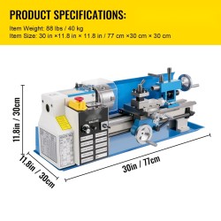 Pöytämallinen metallisorvi 180 mm kärkikorkeus 350 mm kärkiväli 550W digitaalinen näyttö