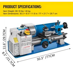 Pieni pöytäsorvi valurautarunko 550 wattia 50–2500 kierrosta minuutissa 180×350 mm