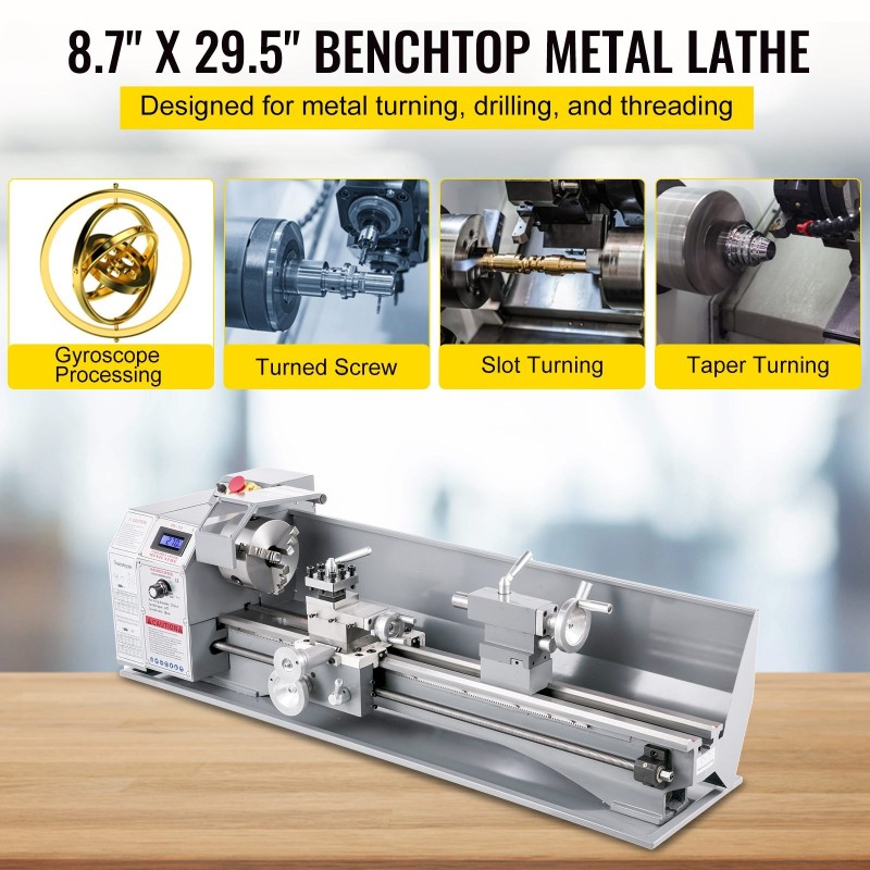 Metallisorvi valurautarunko 1100W 220x750 mm säädettävä nopeus 50–2250 3-leukainen MT5 MT2