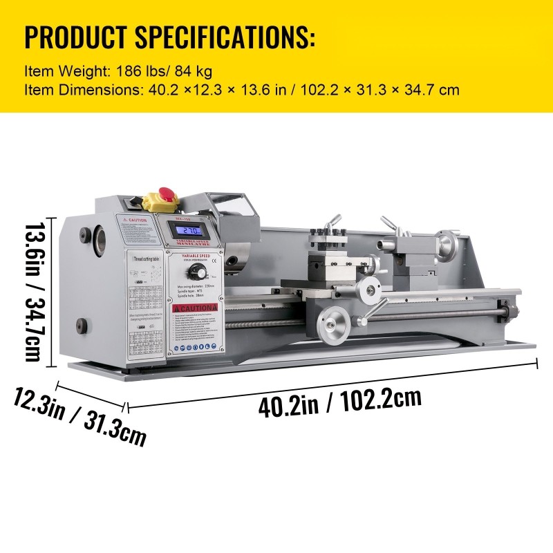 Metallisorvi valurautarunko 1100W 220x750 mm säädettävä nopeus 50–2250 3-leukainen MT5 MT2