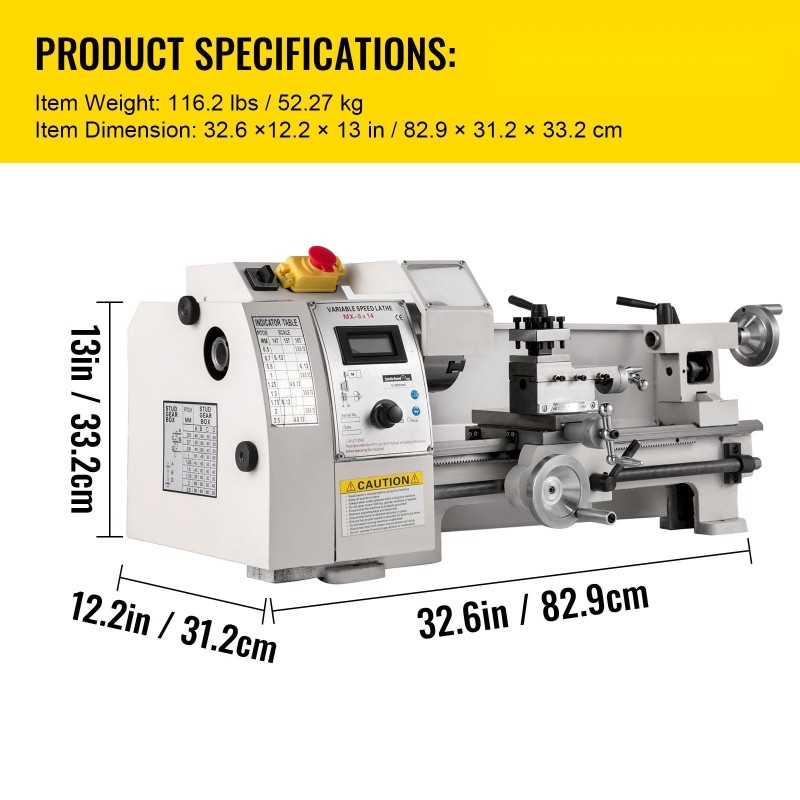 Metallisorvi valurautarunko kääntö 210 mm keskipisteväli 350 mm 600W portaattomalla nopeudensäädöllä