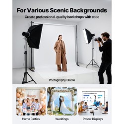 Banneritaustateline alumiinirunkoinen musta säädettävä leveys 170–300 cm korkeus 110–240 cm kantolaukku