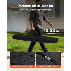 Banneritaustateline alumiinirunkoinen musta säädettävä leveys 170–300 cm korkeus 110–240 cm kantolaukku