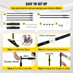 Taustabanneriteline alumiinirunko säädettävä 1,1–2,4 m korkeus 4 kpl pakkaus