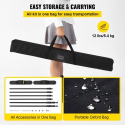 Taustabanneriteline alumiinirunko säädettävä 1,1–2,4 m korkeus 4 kpl pakkaus