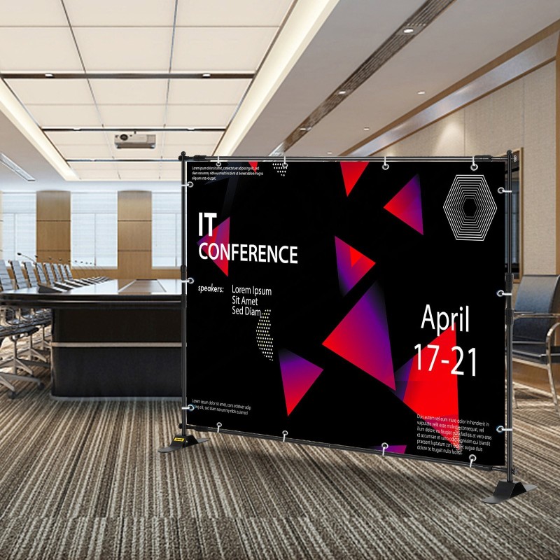 Taustabanneriteline alumiinirunko säädettävä 1,1–2,4 m korkeus 4 kpl pakkaus