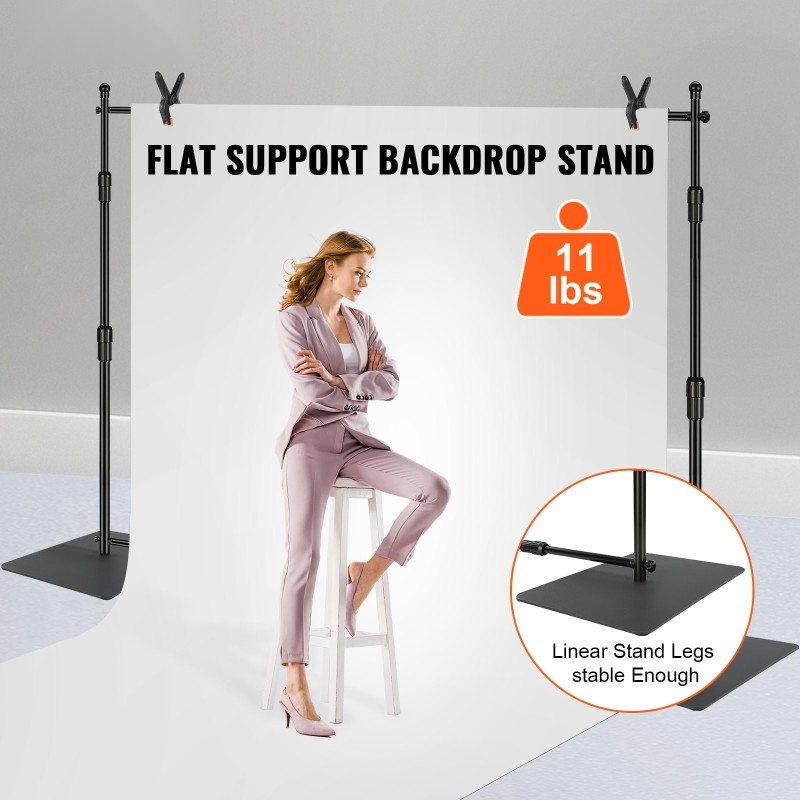 Taustatelinpakkaus hiiliteräspohjalla 10x10 jalkaa säädettävä korkeus 6 puristinta kantolaukku