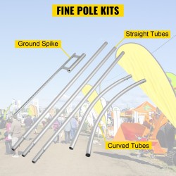 Mainoslipputangot anodisoitua alumiiniseosta 4,3 m 30 kpl maapiikeillä kantopusseilla