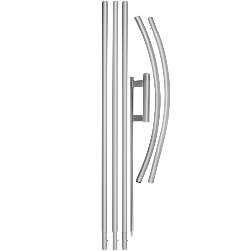 Mainoslipputankosetti 10 kpl höyhenlippuja eloksoitu alumiini 4,3 m maapiikeillä