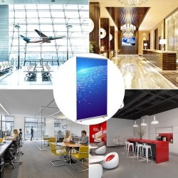 Lattialla seisova rullattava suojaseinä PET-kalvo alumiinijalusta 121x200 cm