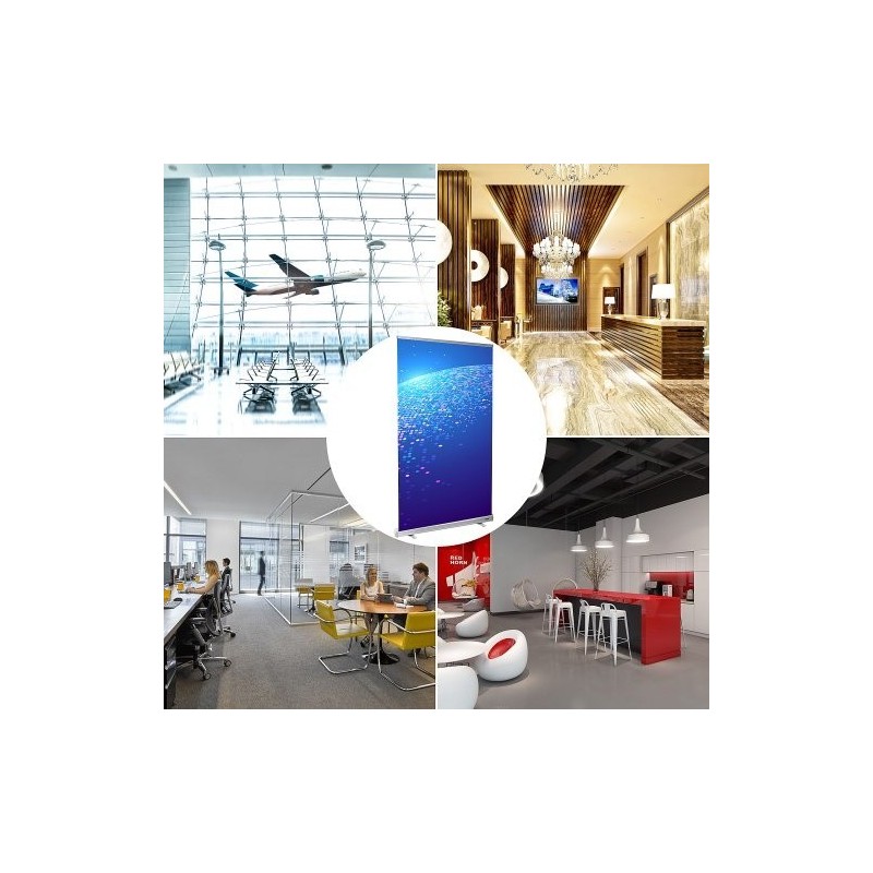 Lattialla seisova rullattava suojaseinä PET-kalvo alumiinijalusta 121x200 cm