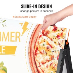 A-mallinen jalkakäytäväkyltti 24x36-tuumaisille julisteille Q235-teräs musta kaksipuolinen ulkokäyttöön