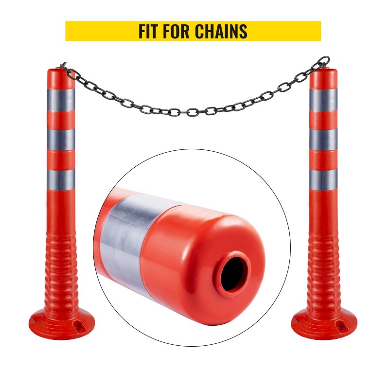 Liikenteen ohjaustolpat PU-materiaalia 6 kpl 75 cm oranssit heijastinauhoilla