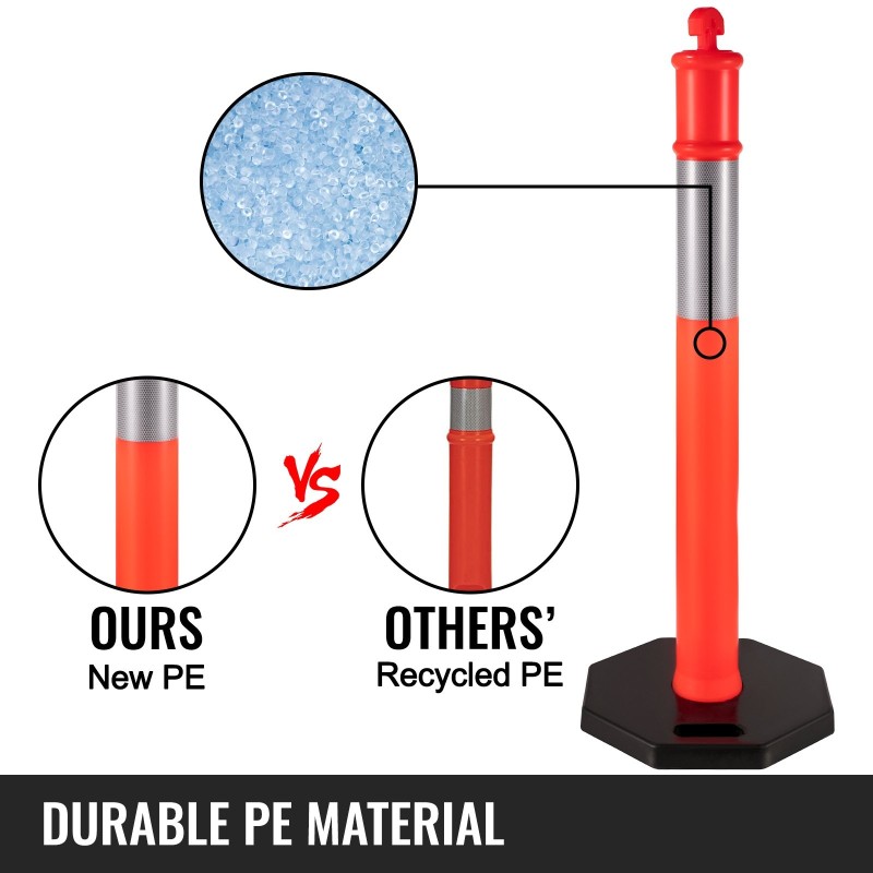 Liikenteen ohjauspuomit polyeteeni 110 cm 3 kpl oranssi 25 cm heijastusvyö