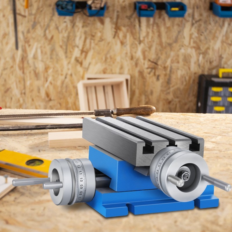 Ristisyöttöpöytä valurautarunko 185 x 100 mm pora ja jyrsinkoneisiin 30 kg kantavuus