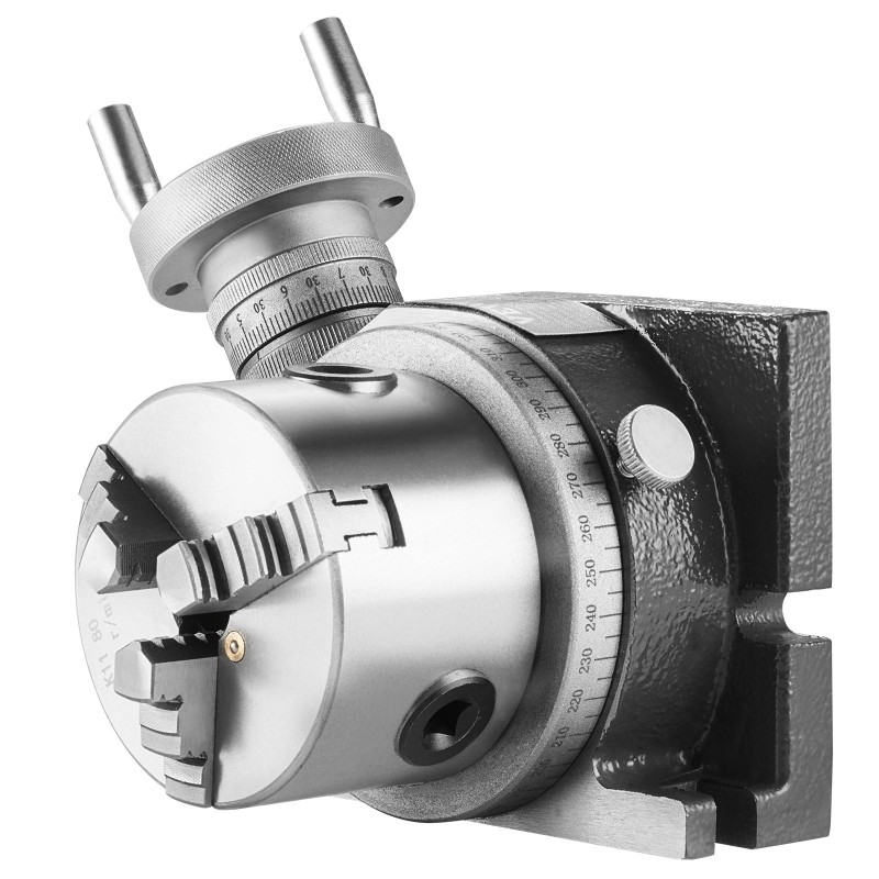 Pyöröpöytä jyrsinkoneelle 100 mm HT250 valurauta 3-leukainen 80 mm istukka