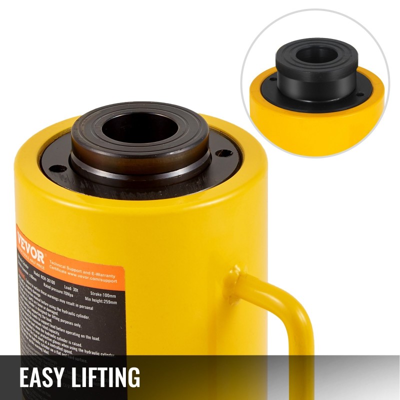 Hydraulinen ontto sylinteritunkki metallinen 30 t nostokyky 100 mm iskunpituus