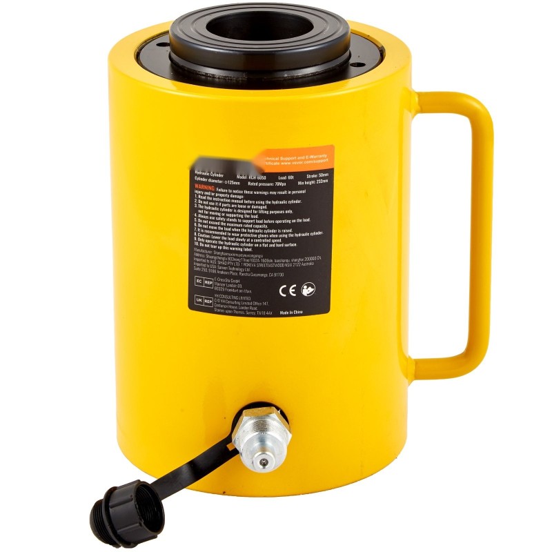Hydraulinen ontto yksitoiminen sylinteritunkki teräs 60 t 50 mm isku
