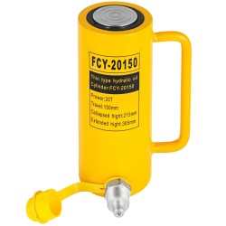 Hydraulinen yksitoiminen sylinteritunkki metallirunko kaksikymmentä tonnia iskunpituus sataviisikymmentä millimetriä