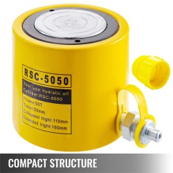 Hydraulinen sylinteritunkki metallinen 50 t nostokyky 50 mm iskunpituus yksitoiminen