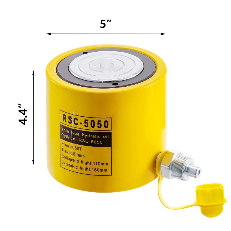 Hydraulinen sylinteritunkki metallinen 50 t nostokyky 50 mm iskunpituus yksitoiminen