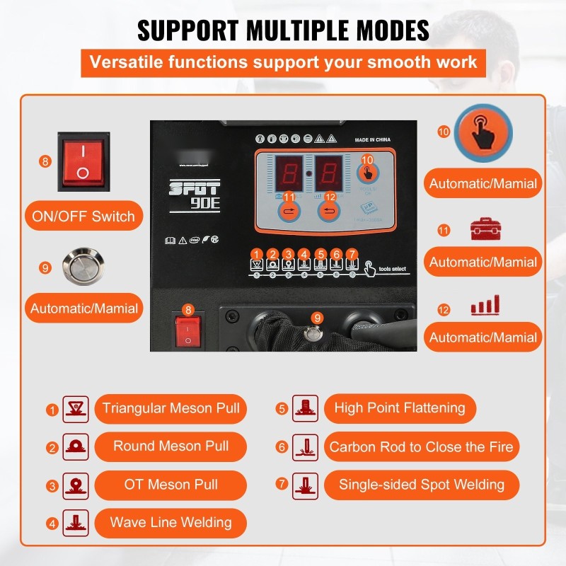 Pistehitsauslaite 220V 3kW vetovasara ja lisävarustesetti autojen lommojen oikaisuun
