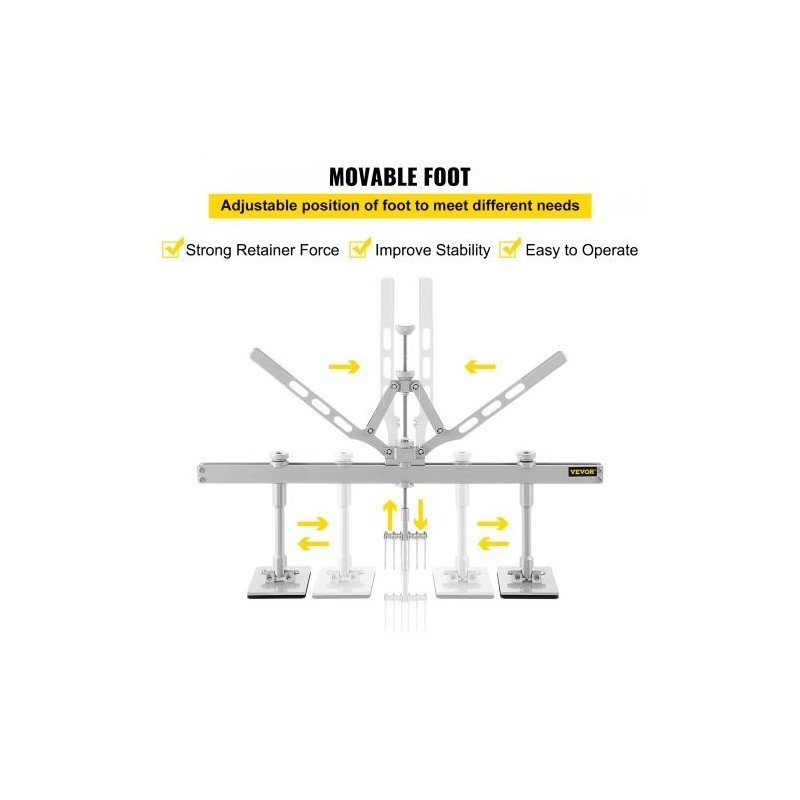 Lommonoitinvipu alumiiniseosta 110 cm kaksivartinen autokorin oikaisuun säädettävillä tukijaloilla