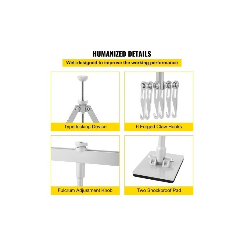 Lommonoitinvipu alumiiniseosta 110 cm kaksivartinen autokorin oikaisuun säädettävillä tukijaloilla