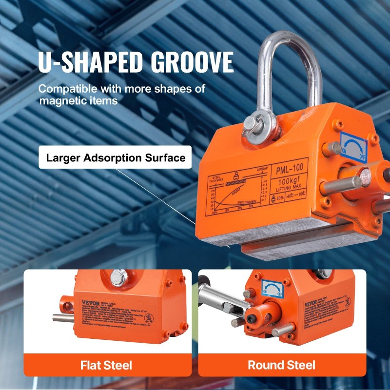 Nostomagneetti pysyvä N42-neodyymi ja teräs 100 kg nostokapasiteetti turvallisuuskerroin 2,5