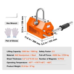 Kiinteä magneettinostin 1500 kg neodyymimagneetti teräsrunkoinen U-muotoinen pohja turvallisuuskerroin 2,5 CE