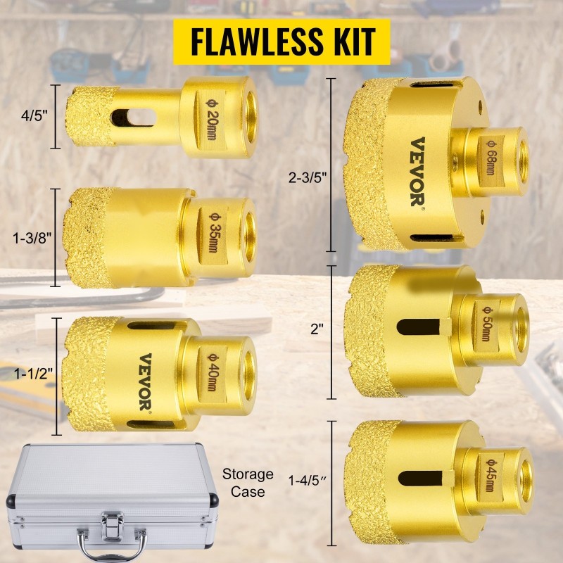 Timanttireikäsahasarja 6 osaa 20 35 40 45 50 68 millimetriä keraamisille laatoille