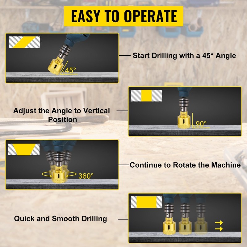 Timanttireikäsahasarja 6 osaa 20 35 40 45 50 68 millimetriä keraamisille laatoille