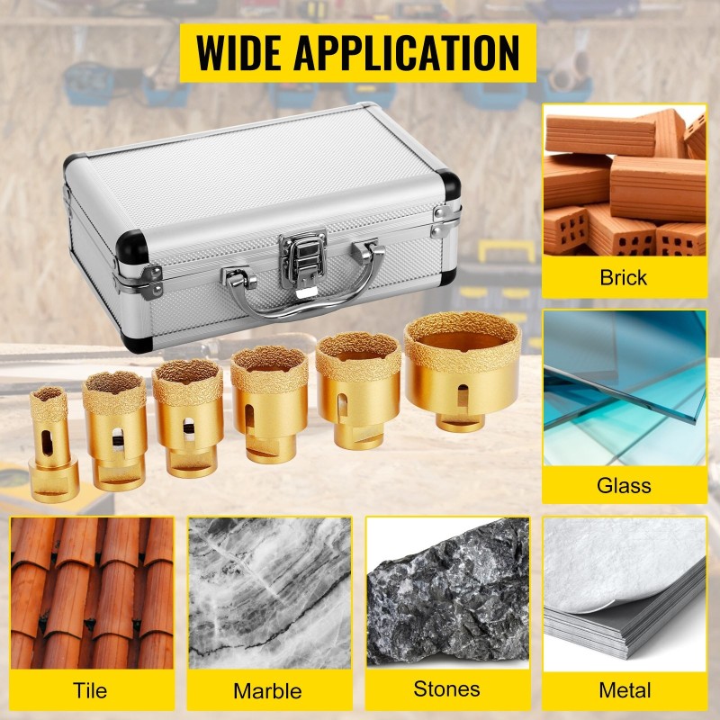 Timanttireikäsahasarja 6 osaa 20 35 40 45 50 68 millimetriä keraamisille laatoille