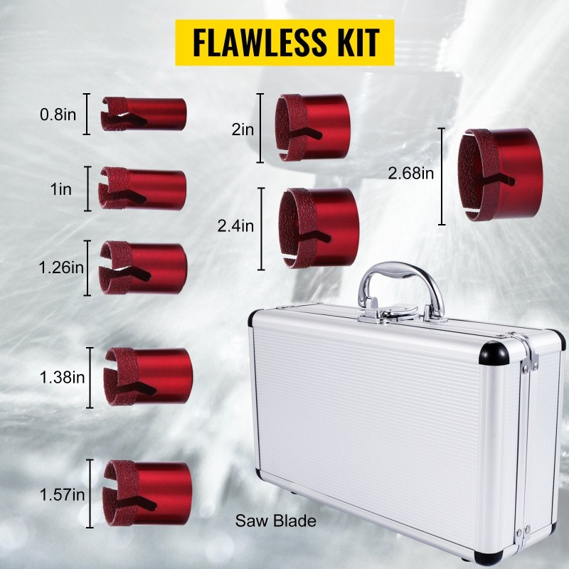 Timanttikruunuporasarja 8 osaa timanttipinnoite M14 20–68 mm kuiva ja märkäporaus