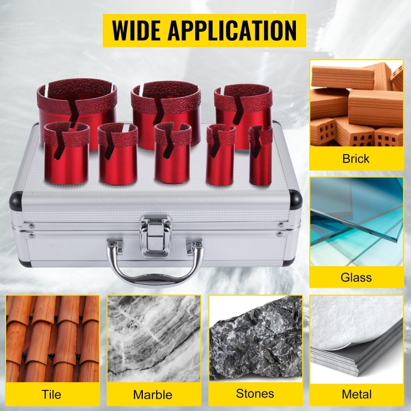 Timanttikruunuporasarja 8 osaa timanttipinnoite M14 20–68 mm kuiva ja märkäporaus