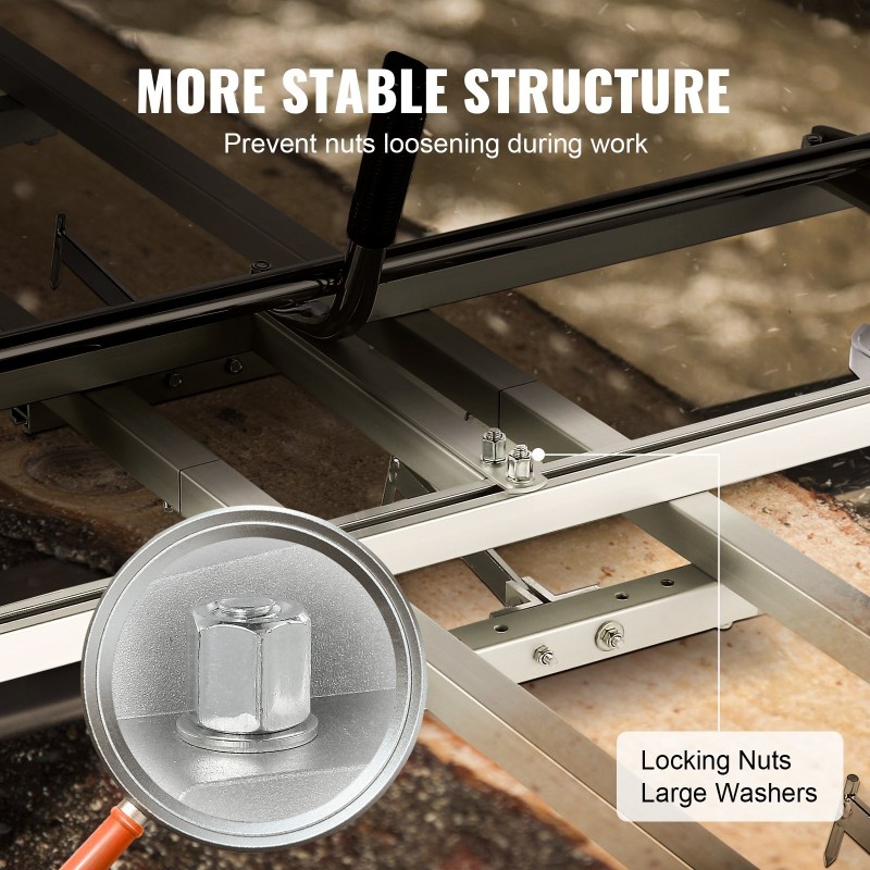 Moottorisahajyrsin ja kisko-ohjain galvanoitua terästä ja alumiinia 2,74 m laippa 14–36 tuumaa